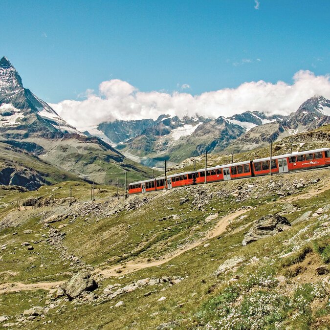 Chemin de fer du Gornergrat avec le Cervin | © Matterhorn Gotthard Bahn/swiss-image.ch/Toni Mohr